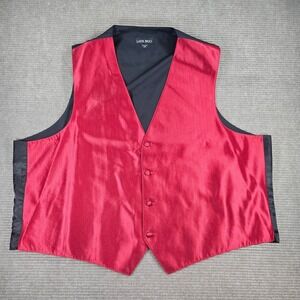 Larr Brio Mens 2X Red Textured Button Front Formal Tuxedo Vest
